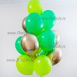Набор из 15 шаров - салатовый, зеленый, золото ХРОМ