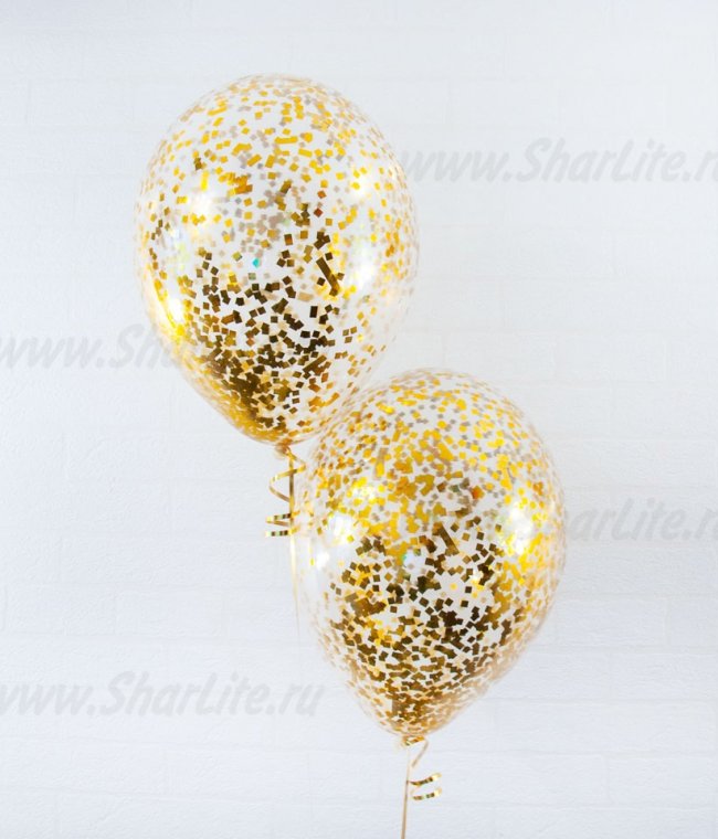 Воздушные шары с конфетти квадрат золото