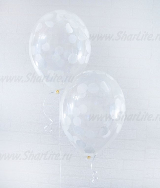 Воздушные шары с конфетти тишью белого цвета