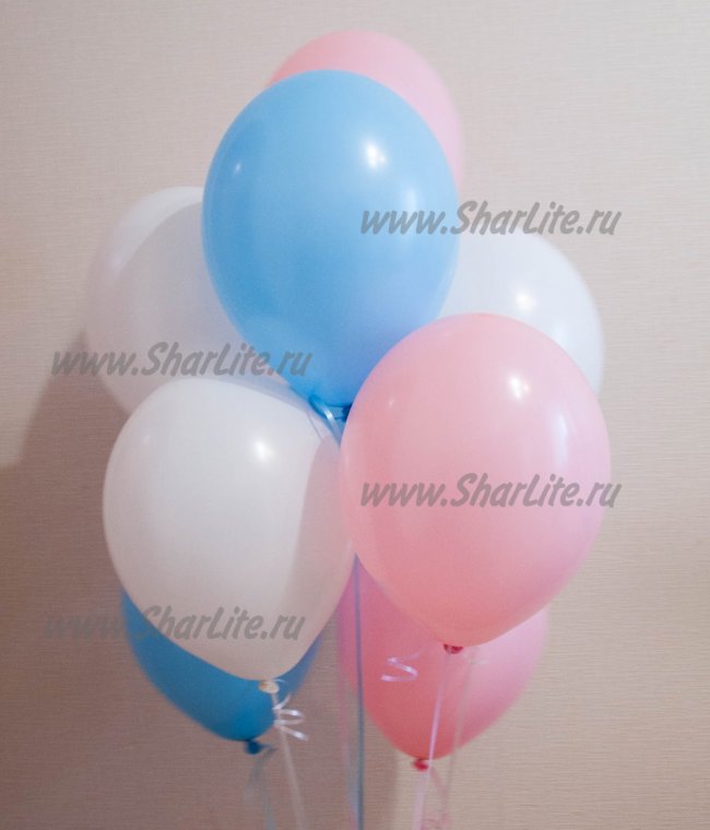 Воздушные шары Розовые, голубые и белые