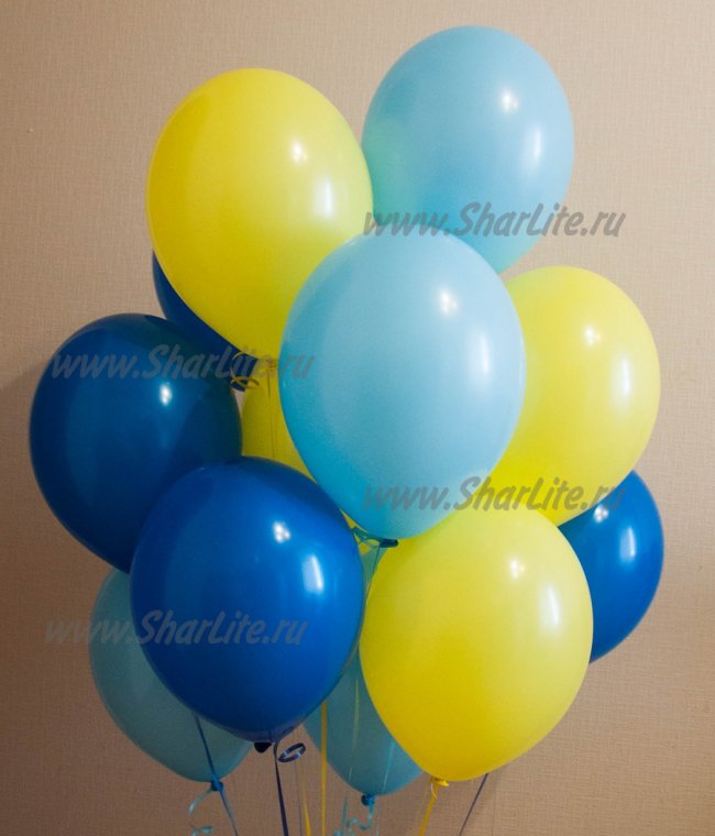 Воздушные шары Голубые, синие и желтые