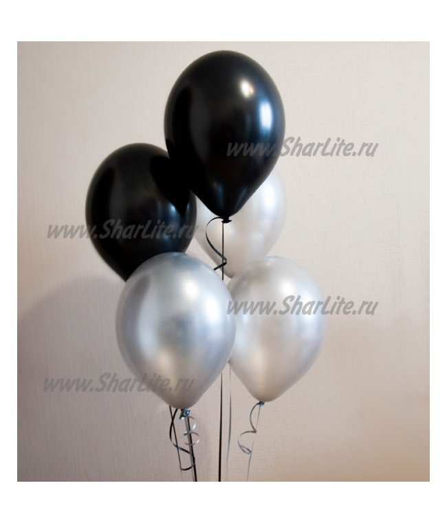 Воздушные шары черные с серебром