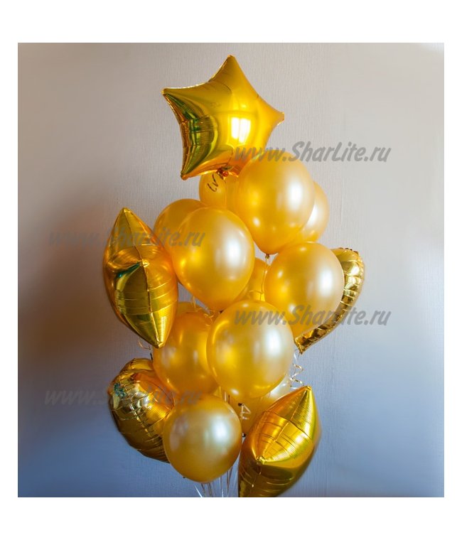 Букет из шаров с гелием - Золотой