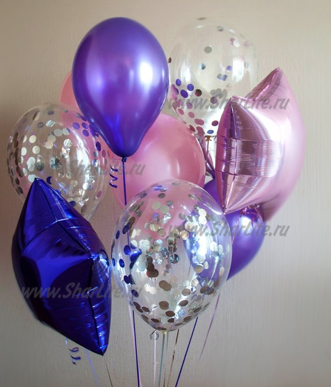 Букет из шаров Фиолетовый с серебром