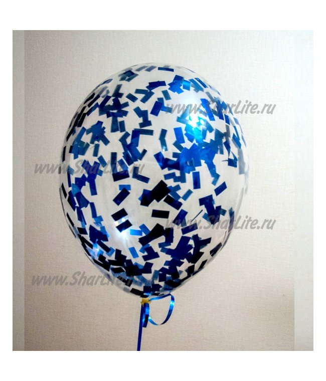 Воздушные шарики с конфетти синие
