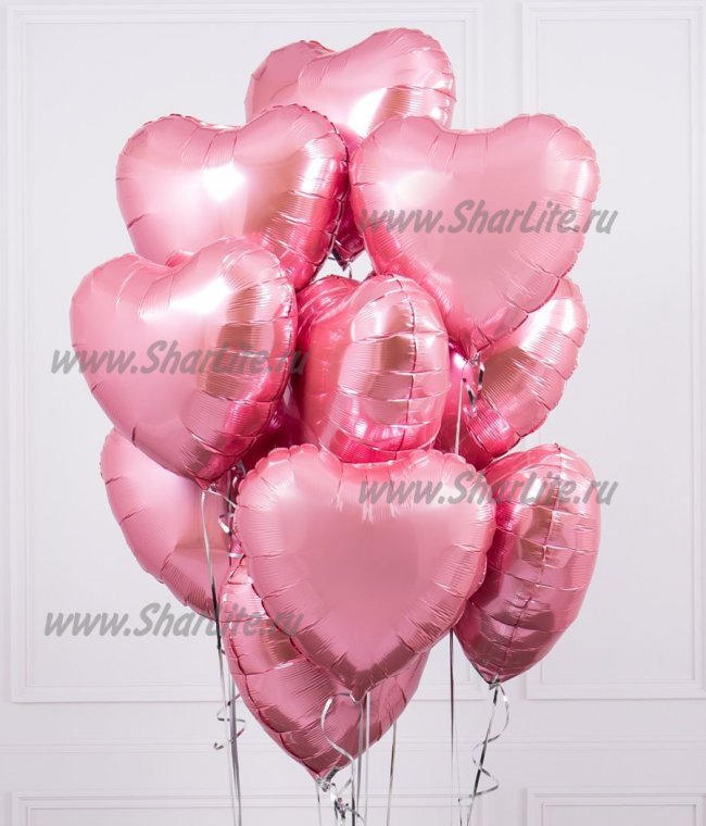 Фольгированные сердца нежно-розовые
