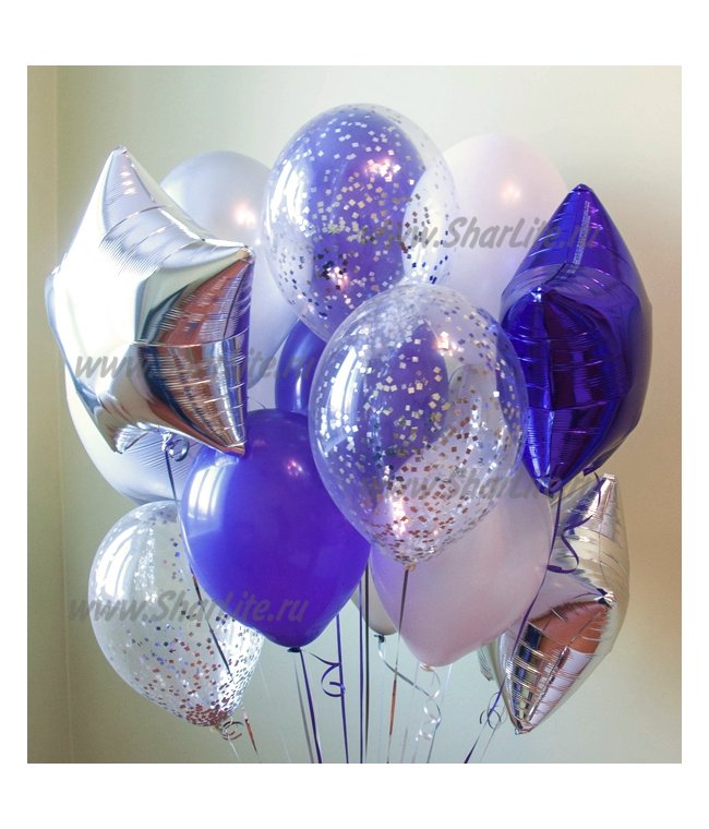 Набор шаров фиолетовый с белым