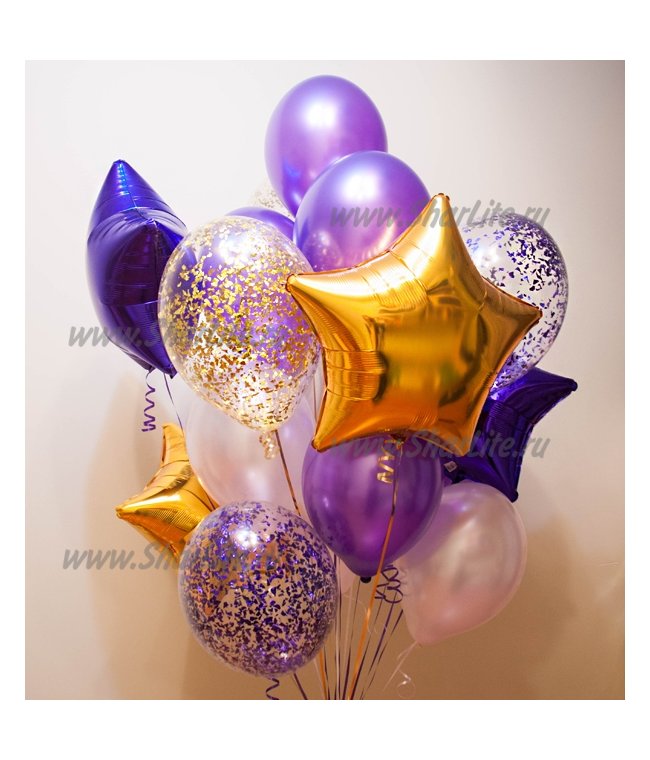 Набор шаров фиолетовый с золотым