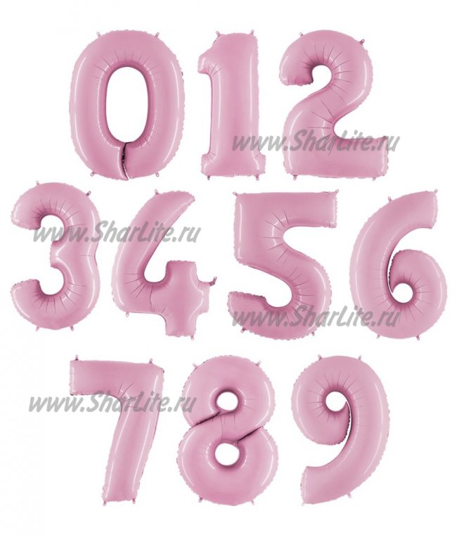 Фольгированные цифры розовые пастель