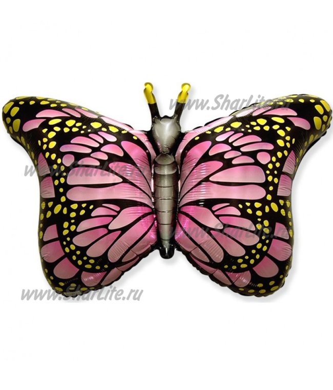 Фольгированная бабочка розовая