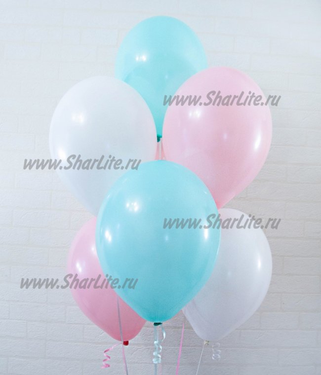 Воздушные шары белые, розовые, мятные пастель