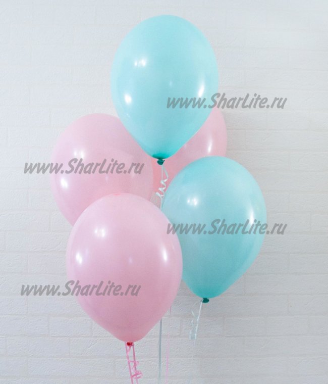 Воздушные шары розовые и мятный пастель