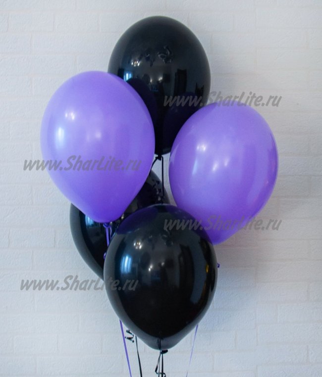 Воздушные шары  черные и сиреневые